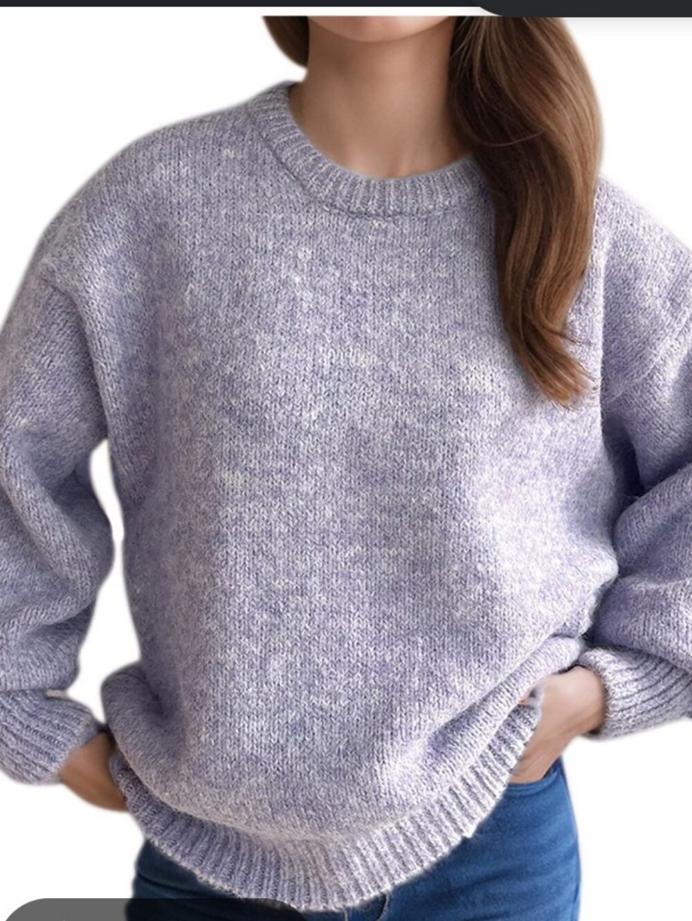 Women's Lavender Loose Knit Sweater - Picture 1 of 6